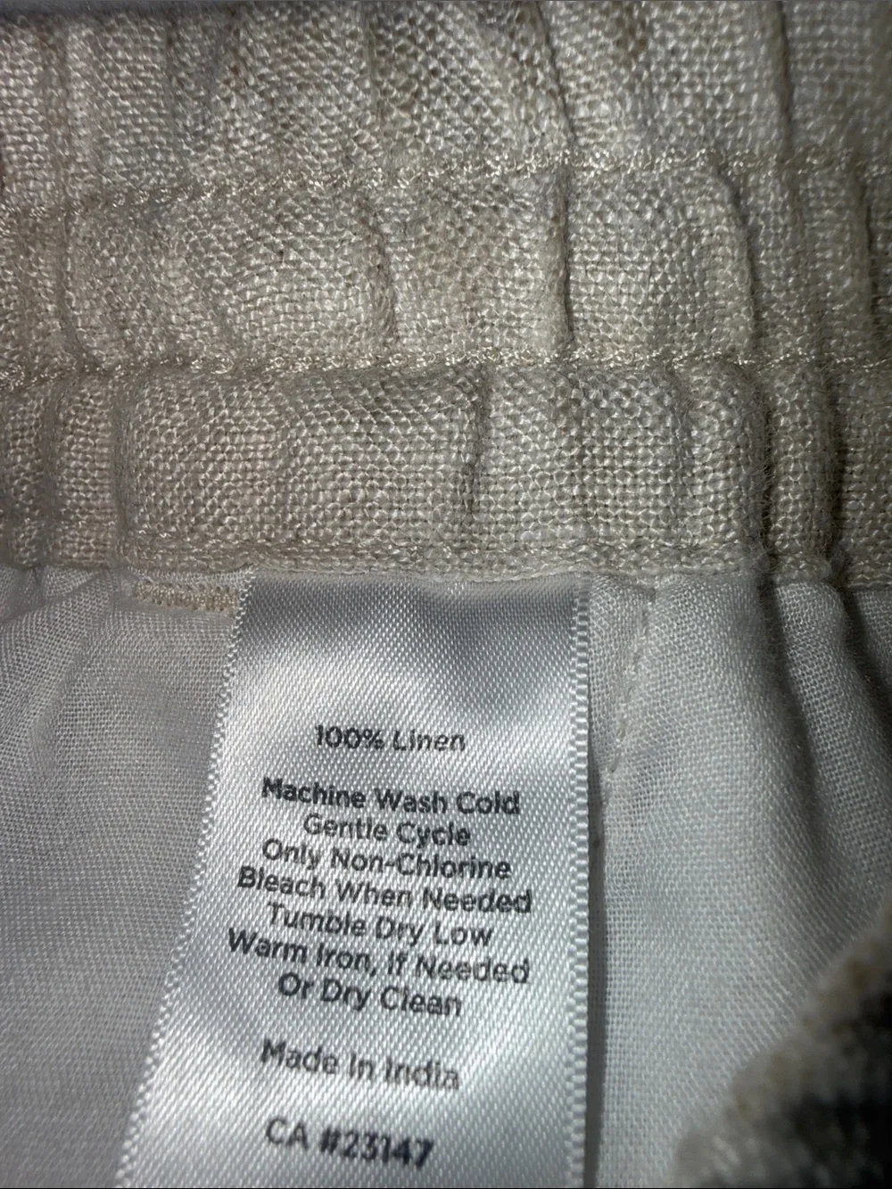 Talbots 100% Linen Wide Leg Drawstring Pants Oatmeal Flax Natural | Size 8